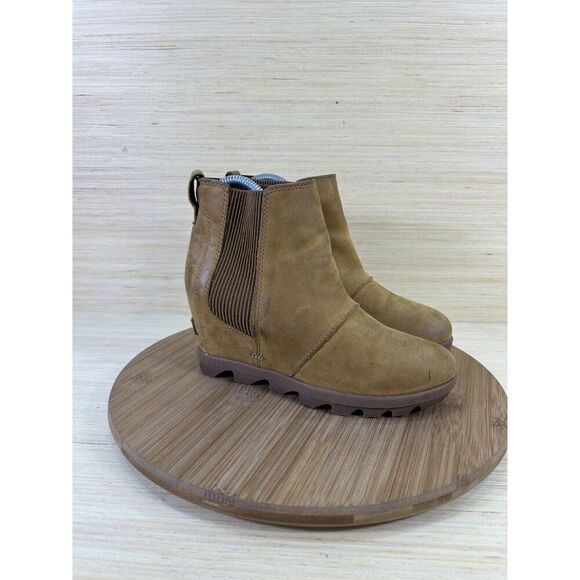 Sorel Joan Of Artic Brown Suede Wedge II Chelsea Boots Womens Size 6 - Picture 3 of 9
